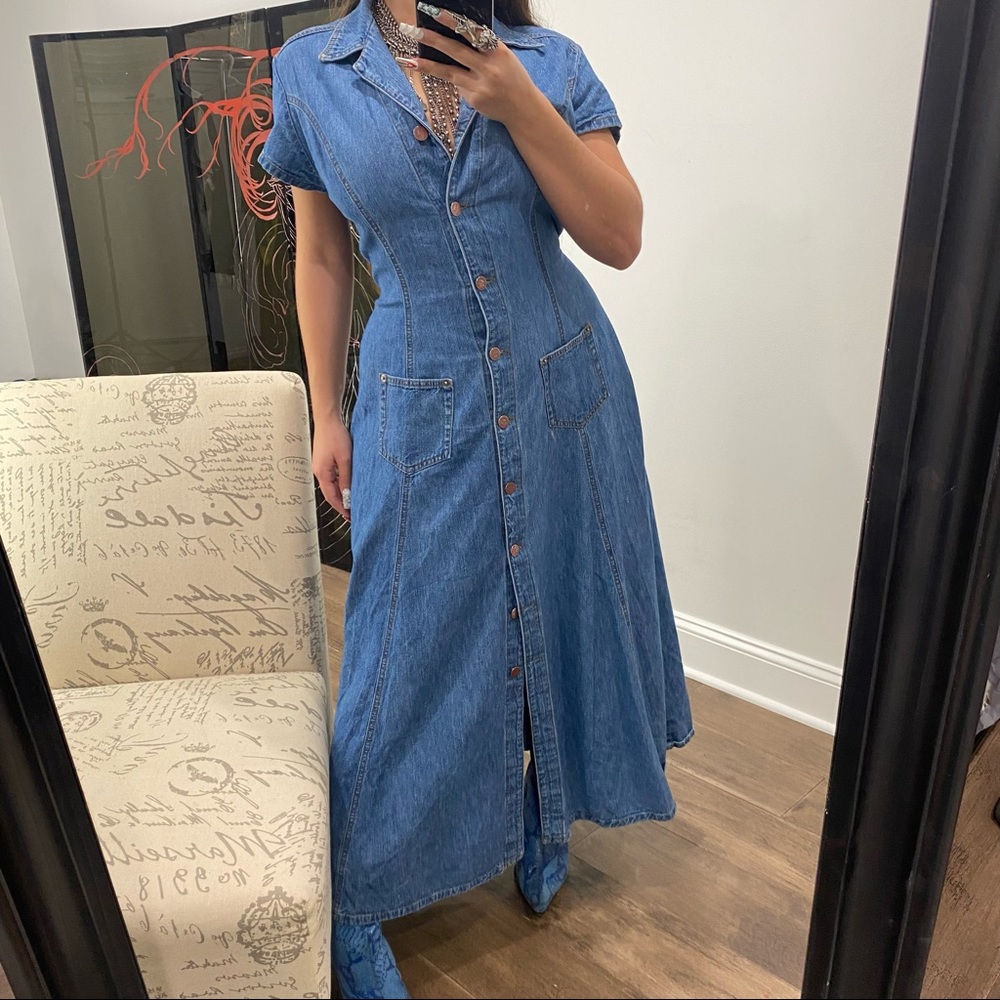 vintage denim maxi dress - Picture 6 of 7